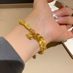 Браслет фэн-шуй из позолоченного сплава с монетами и бусинами, традиционный подарок для привлечения богатства, оптовая продажа ювелирных изделий для женщин и мужчин - Product Image 2