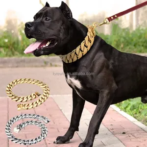 Lieferanten Pit Bull Link Colkars Designer kubanische Halskette Edelstahl Bully Logo Hip Hop Halsbänder Hunde kette