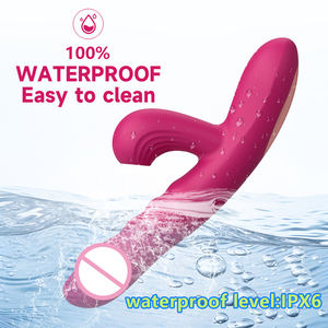 Nuevo Vibrador Recargable de Silicona para Mujeres, con Función de Lamido y Succión, Vibrador Telescópico con Forma de Conejo - Product Image 6