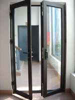 Vitrines et portes en verre pour façade de magasin, porte double en verre et métal commerciale