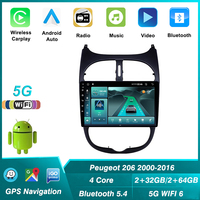 Radio para Auto 5G+2.4G WIFI 5.4 para Peugeot 206 2000-2016, Reproductor Multimedia de Video, Navegación GPS, Android Auto, Car-Play, DSP