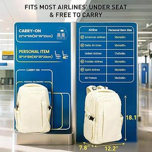 Mochila de Viaje para Mujer y Hombre, Mochila de Mano, Aprobada por Aerolíneas, Bolsa de Viaje Grande, Artículo Personal Aprobado para <span class=keywords><strong>Vuelos</strong></span> - Product Image 2