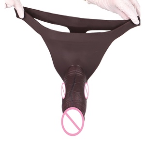 Strap on Hollow <b>Dildo</b> Panties Silicone Black Color G-string Thong Penis Sleeve Cock Enhance Extender Adult Toys for Men - Product Image 3