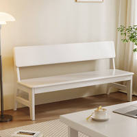 Banc moderne en bois massif de style nordique pour usage domestique ; Tabouret durable avec dossier au design simple pour chaise de salle à manger