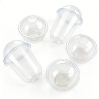 Gobelet en plastique en forme de U de 12 oz avec couvercle dôme et compartiment à collation, personnalisable avec logo, écologique et recyclable, pour crème glacée, pudding, yaourt et bingsu.