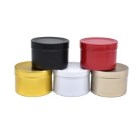 Heißer Verkauf 50ml Schwarz Weiß Rot Gold Runde Aluminium Blech Glas Metall Verpackung Behälter Topf zur Aufbewahrung von Kerze