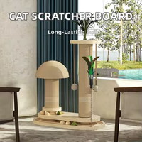 Tempat Panjat Kucing Lipat Kayu Grosir, Tiang Garuk Kucing, Mainan Tiang Garuk 2 Lapis dengan Bola Berputar