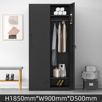 Armoire de rangement moderne en acier à bord étroit, 2 portes, démontable, facile à assembler, pour chambre/salon/salle de sport, vêtements et fournitures quotidiennes