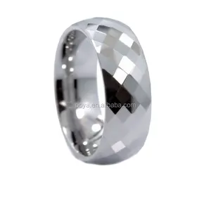POYA Sieraden 8mm Honingraat Ring Met Diamant Vormige Patroon Wolfraamcarbide Wedding Band