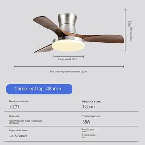 Stainless Steel Solid Wood Bedroom Indoor 3 Color Led Home Machine Winding <b>Ceiling</b> Light Fan - Product Image 4