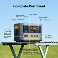 Station d'alimentation portable VTOMAN FlashSpeed 2400 V-BEYOND 2400W LiFePO4 haute capacité, générateur solaire avec câble de démarrage