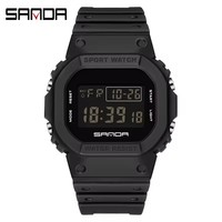Jam Tangan Sport Digital Sanda 2107 Tali TPU Baru Tahan Air Kronograf Stopwatch Alarm Harian untuk Anak Laki-laki dan Pria