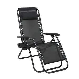 Luxus Outdoor Camping Sun Lounge Kunststoff Getränke halter Zero Gravity Recliner Chair