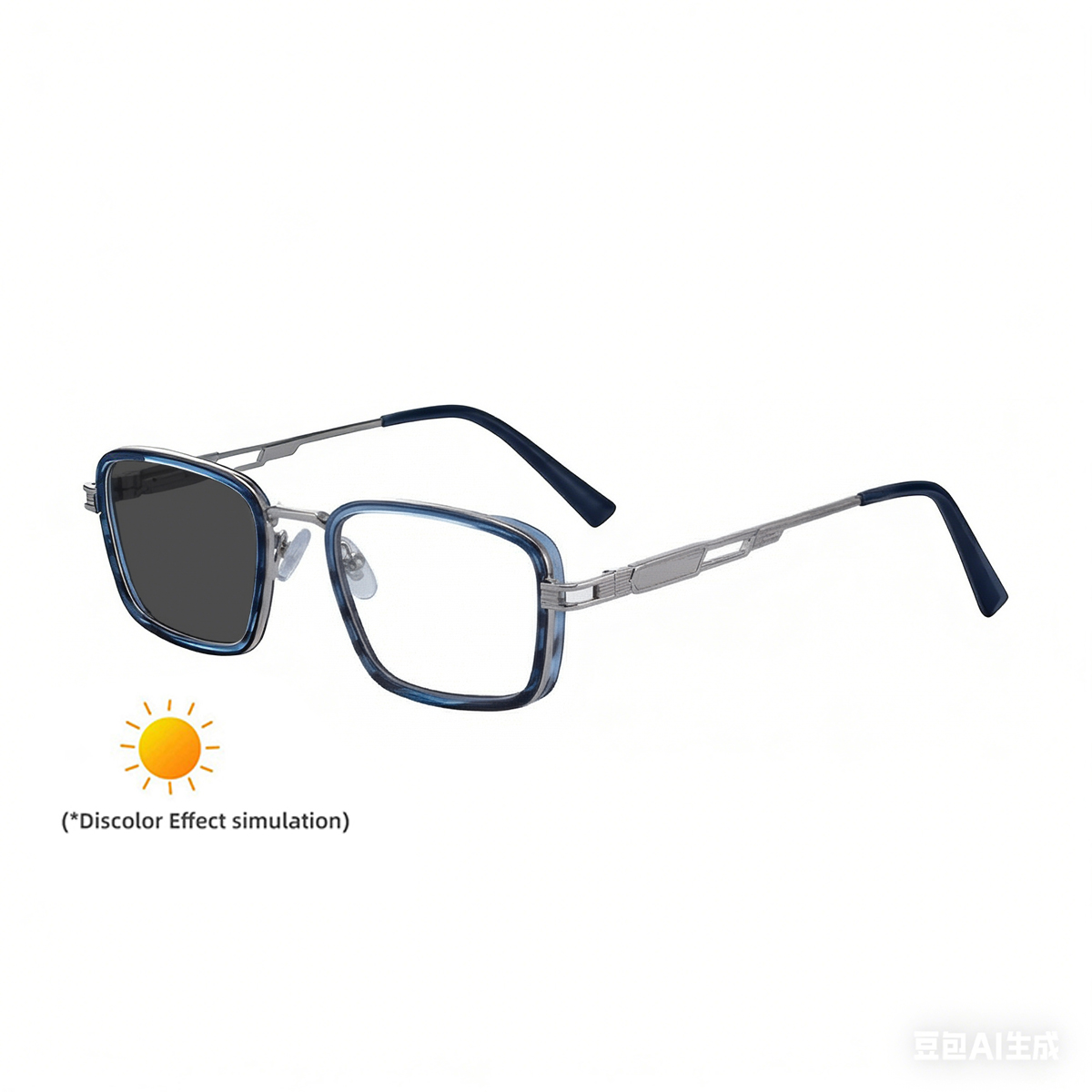 C5 Blue Stripe Ornament Silver Frame Turn Gray