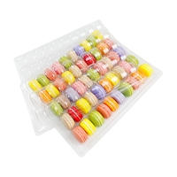 Boîte de rangement jetable en plastique PET pour macarons, usage alimentaire, capacité 50 macarons, vente en gros