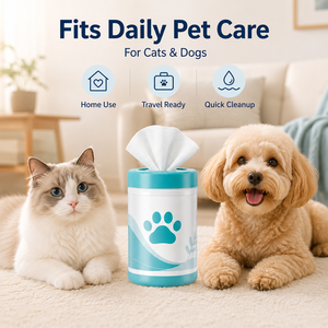 Lingettes pour animaux de compagnie personnalisées en gros sous marque privée, 80 lingettes pour le nettoyage de la bouche et du visage, éliminent les restes de nourriture pour chiens et chats - Product Image 1