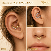 Anneau clicker articulé en titane G23, design audacieux avec pointes et zircone cubique, pour piercing de septum, hélix et cartilage, hypoallergénique, bijou corporel