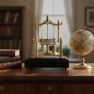 Reloj de Mesa Mecánico de Estilo Retro Grande, Color Bronce Antiguo, con Base de Cajón y Mecanismo de Bola Voladora SwingTwine Remontoir - Product Image 2