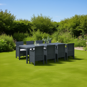 Set da Pranzo da Giardino in Polipropilene Antracite 9 Pezzi, Resistente alle Intemperie, Arredamento da Esterno dal Design Contemporaneo - Product Image 2