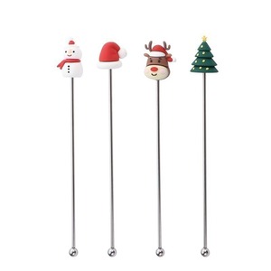 Cuchara Mezcladora Navideña de Acero Inoxidable 304, Diseño de Muñeco de Nieve, Varilla para Mezclar Té con Leche/Café, Herramienta para Agitar Bebidas en Bares de Cócteles - Product Image 5