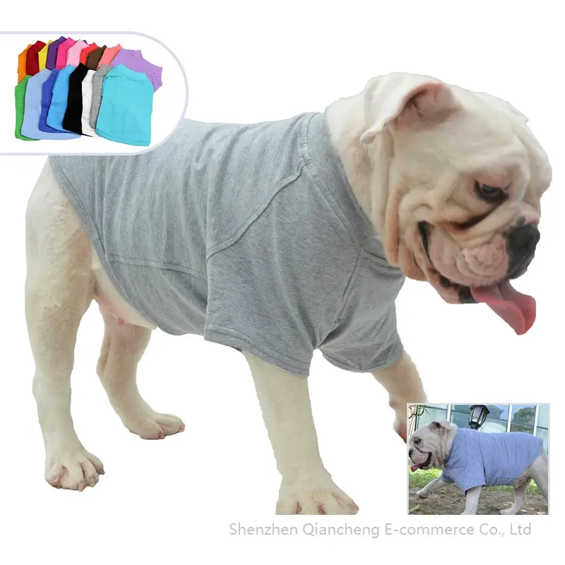 Kaus Anjing Sublimasi Multi Warna dan Ukuran XS Sampai 4XL Kaus Katun Hewan Peliharaan Anjing Polos