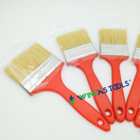 Pinceau à peinture mural économique WINLASTOOLS multi-tailles à poils naturels avec manche en plastique rouge, garantie 3 ans, qualité industrielle et DIY
