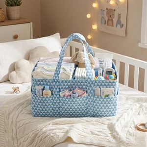 Organisateur de couches portable avec poignée, design triangle bleu, grand compartiment amovible, sac de rangement multifonctionnel - Product Image 6