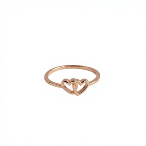 Rose Gold Bezel Setting Heart Shape 925 <b>Silver</b> Eternity <b>Band</b> Unisex Romantic Everyday Wear <b>Ring</b> - Product Image 1