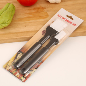 Pastry Brush Set 2-Pack Silicone Handle Plastic Bristles Oil Proof Dishwasher Safe Baking And Grilling Tools - Product Image 1