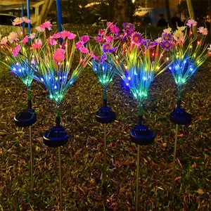 Sıcak güneş su geçirmez LED 75cm sopa bahçe dekorasyonu yapay kamelya çiçek güneş bahçe hissesi ışıkları