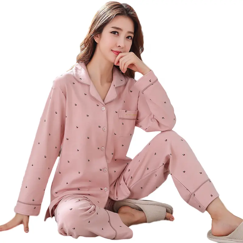 Doğrudan toptan pijama İki parçalı set kadın pamuklu pijamalar giyim gece kadınlar için gecelik setleri
