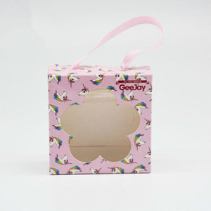 Impresión personalizada de morir corte claro de <span class=keywords><strong>la</strong></span> forma de papel de ventana de pastel caja de embalaje con mango - Product Image 2
