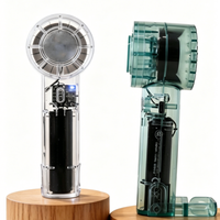Mini ventilateur portable rechargeable transparent de luxe avec base détachable, boîte cadeau avec logo personnalisé