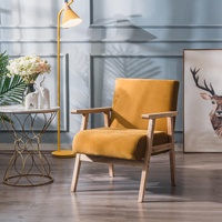 Fauteuil d'appoint en bois de teck avec éponge en caoutchouc haute densité de style moderne gris DISHI pour salon