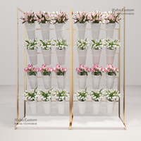 Support à fleurs décoratif mobile en acier doré, moderne, pour intérieur et extérieur, idéal pour le jardin et la présentation de plantes - Grande Vente