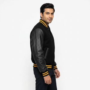 Veste de baseball en molleton de coton personnalisée pour homme, qualité supérieure, style Letterman, à capuche, vierge, sur mesure - Product Image 1