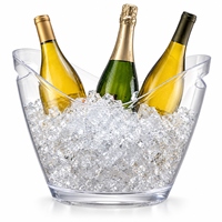 Seau à glace portable en plastique transparent durable de 8 L avec logo personnalisé, pour refroidir les bouteilles de vin, avec poignées, pour bar, hôtel, mariage, fête