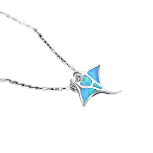 Hawaiian European American Style New Blue <strong>Opal</strong> Manta Ray Necklace Gold Plated Sweater Chain <strong>Pendant</strong> - Product Image 2