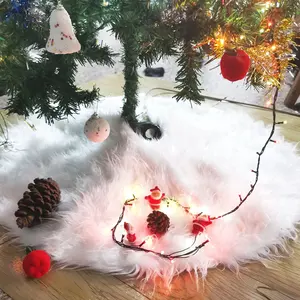 2022 High Quality Christmas Tree Decor Snowflake White Christmas Tree Skirt Fur Skirt For Xmas Decorations Xmas Christmas Gift