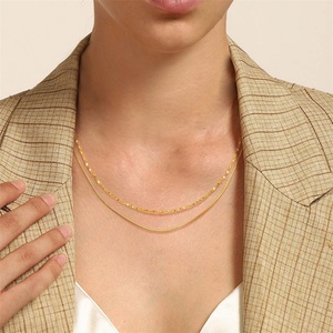 Fashion 316L Stainless Steel 18k PVD & Gold Plated Zircon Anniversary Women's Link <b>Necklace</b> <b>Chains</b> - Product Image 4