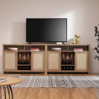 Meuble de bar à café en rotin moderne Sunrise, armoire à liqueurs, buffet de rangement, console de salon style ferme