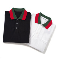 T-shirt col rabattu pour hommes, couleur Pure 100% coton, Logo personnalisé, haute quantité