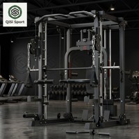 Máquina Smith Multifunción Todo en Uno, Equipo de Gimnasio Comercial para el Hogar, Soporte para Sentadillas con Torre de Poleas Doble
