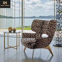 Fauteuil individuel de loisirs Mr Italian Light Luxury en tissu imprimé léopard, design moderne pour salon, fauteuil à dossier pour villa