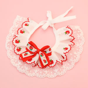 <span class=keywords><strong>Collar</strong></span> de Encaje Floral para Mascotas, Bandana con Lazo, Estampado de Frutas, Babero Delgado para Perros y Gatos, Toalla para Saliva, Lindo <span class=keywords><strong>Collar</strong></span> para Gato - Product Image 2