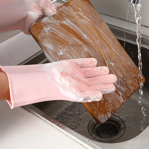 Gants de lavage de vaisselle en silicone antidérapants, anti-chaleur et imperméables pour le nettoyage de la cuisine - Product Image 1