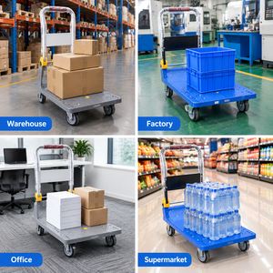 Heavy Duty Platform Hand Truck Foldable Flatbed Cart Deck Nylon <strong>Wheels</strong> For Factory Custom Size Wholesale Industrial Warehouse - Product Image 6