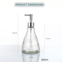 Pompe à savon en verre martelé mat de luxe, vente en gros OEM |   Bouteille de distributeur de lotion rechargeable avec bouchon à vis pour la salle de bain et la cuisine