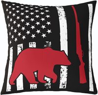 4 housses de coussin carrées en lin pour la chasse et la faune, housse de coussin rouge avec drapeau américain, adaptée aux garçons, housse de coussin de chasse