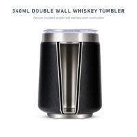 Gobelet à whisky isotherme de 340 ml avec couvercle, verre à whisky en acier inoxydable à double paroi sous vide